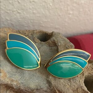 Vintage Trio Color Enamel Post Pierced Earrings